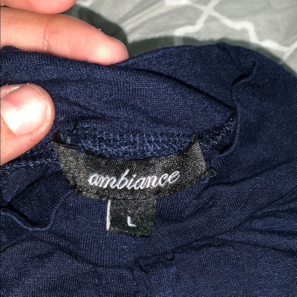 A dark blue crop top or can be a a regular shirt